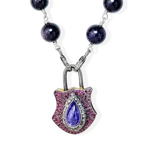 Ruby and Tanzanite Locket on Goldstone